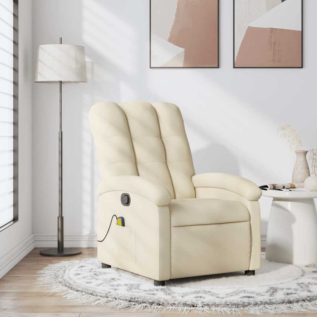 Poltrona de massagem reclinável em tecido creme