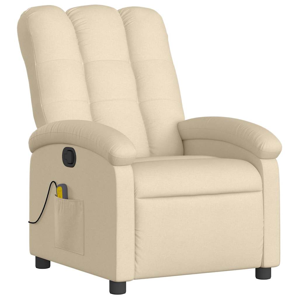 Poltrona de massagem reclinável em tecido creme