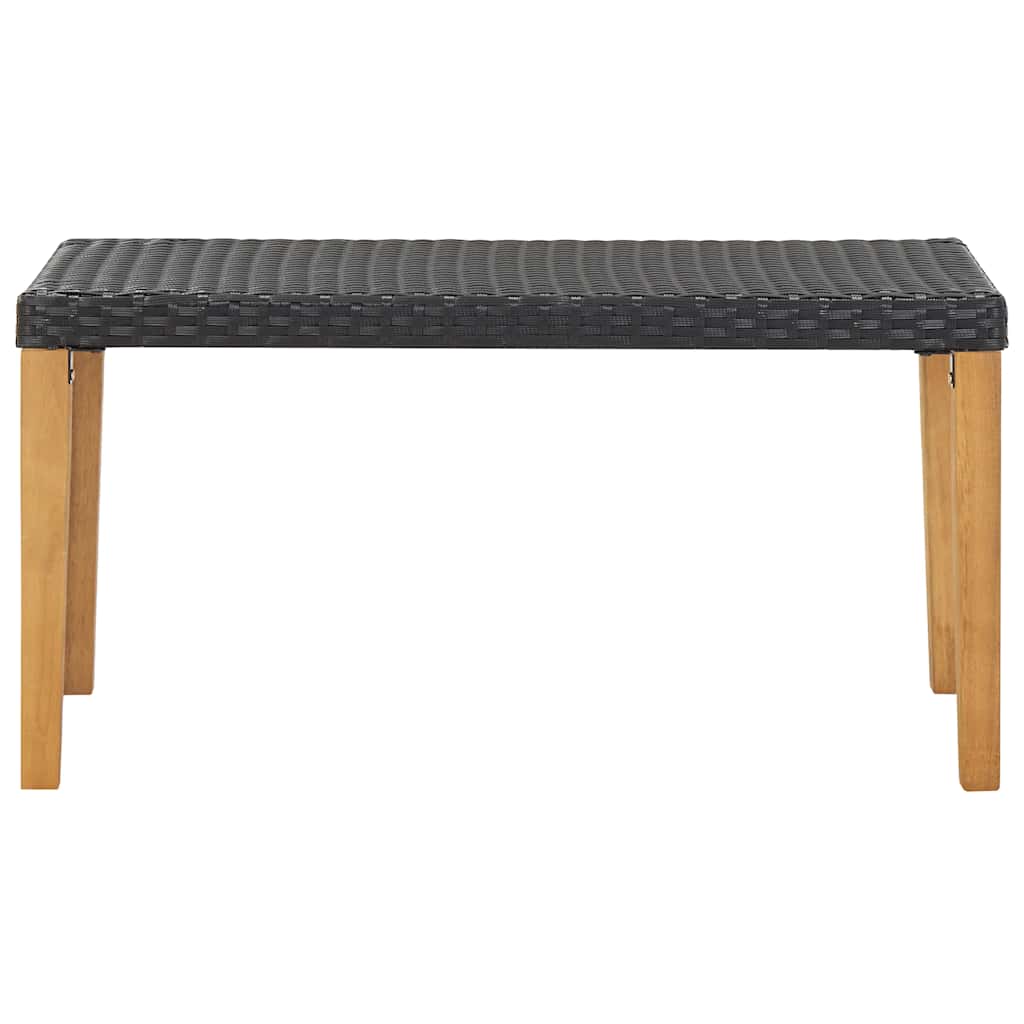 Banco de jardim 120 cm vime PE e madeira de acácia maciça preto