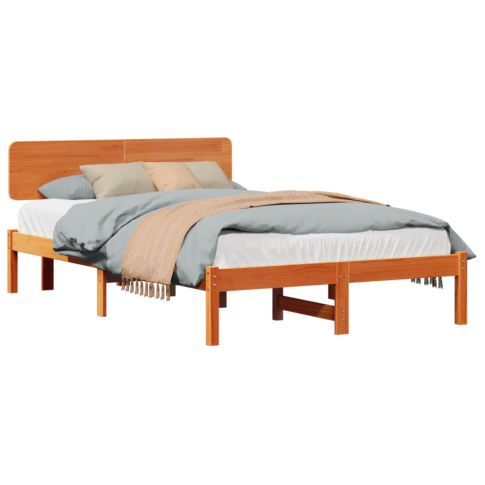 Estrutura da cama com cabeceira marrom cera 135 x 190 cm