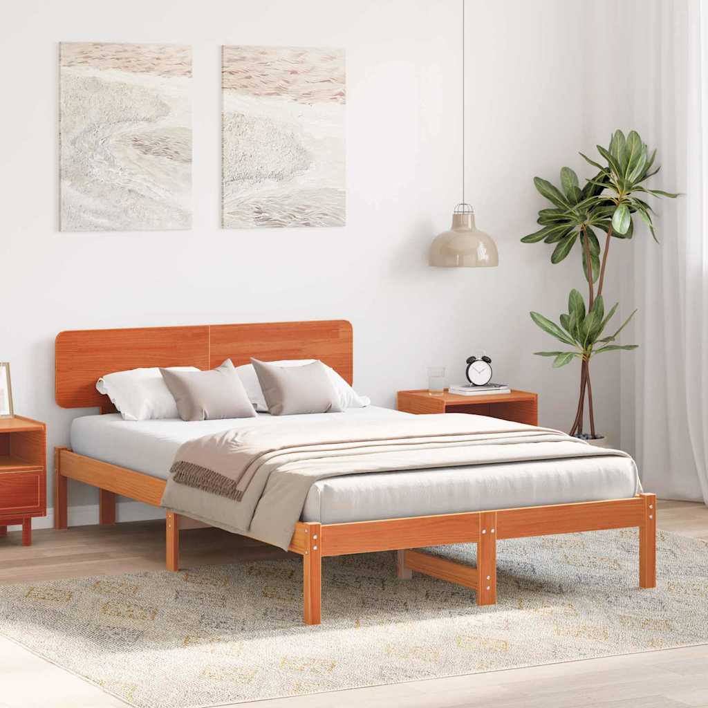 Estrutura da cama com cabeceira marrom cera 135 x 190 cm