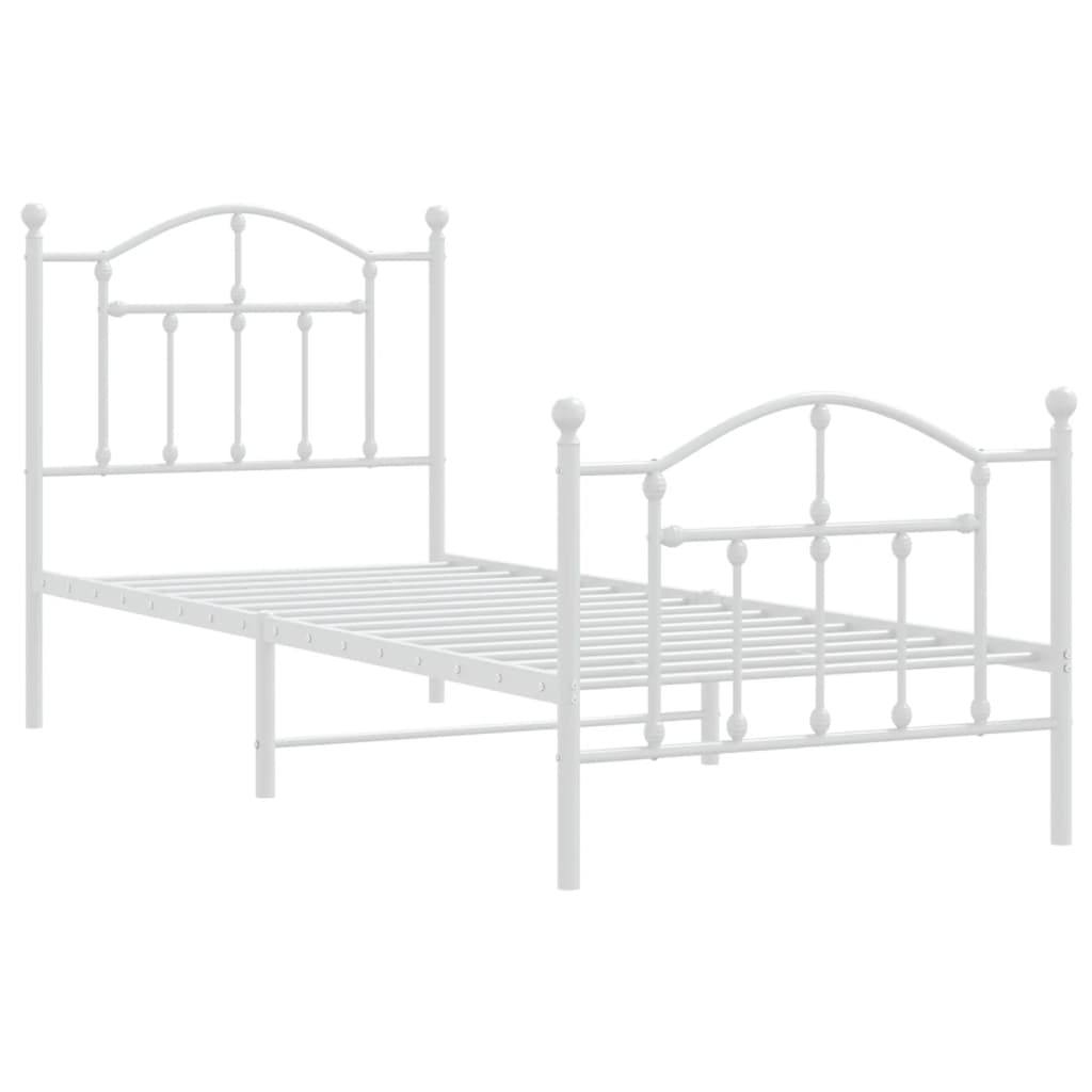 Estrutura de cama com cabeceira e pés 80x200 cm metal branco