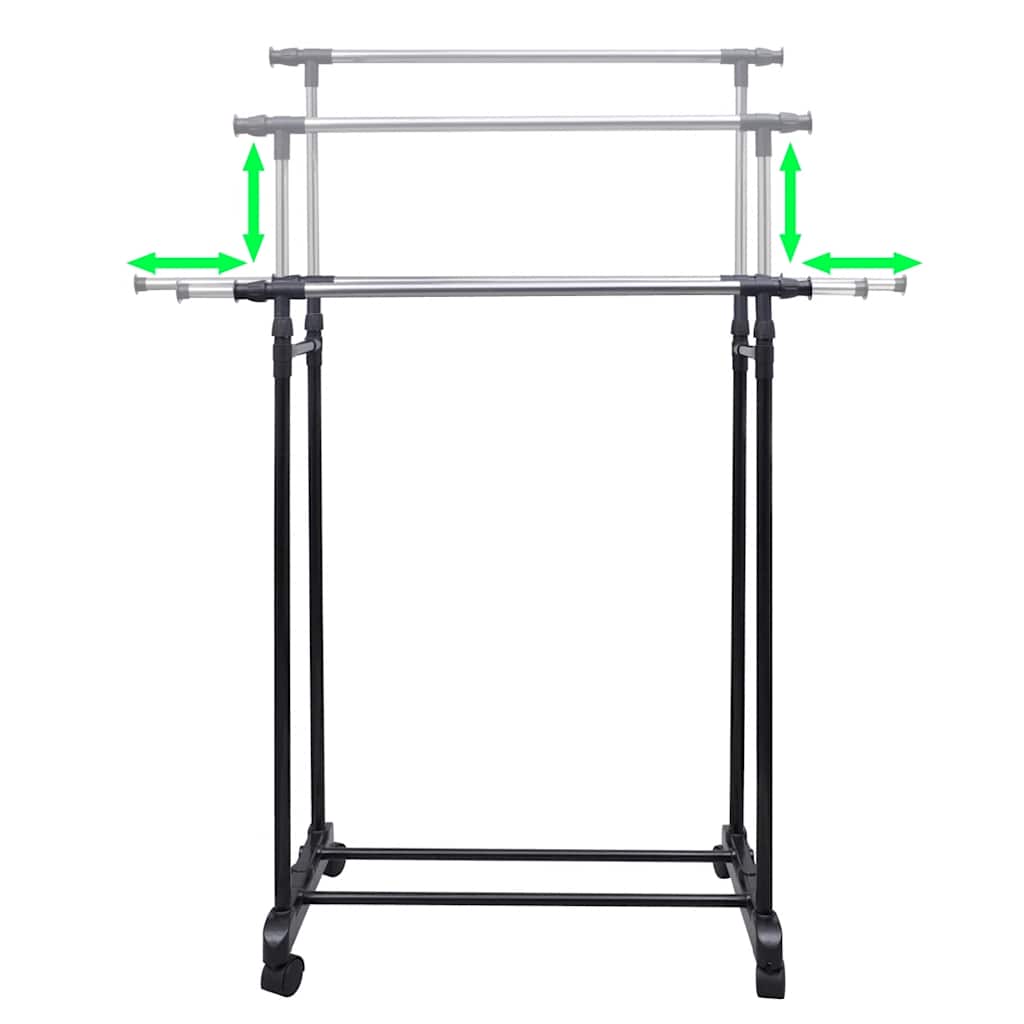 Cabides para roupas ajustáveis com 2 varões 2 pcs