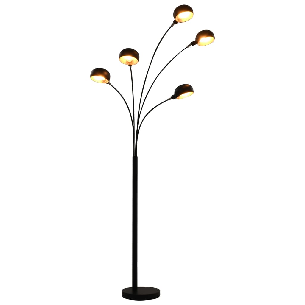Candeeiro de pé alto 200 cm 5 x e14 preto e dourado