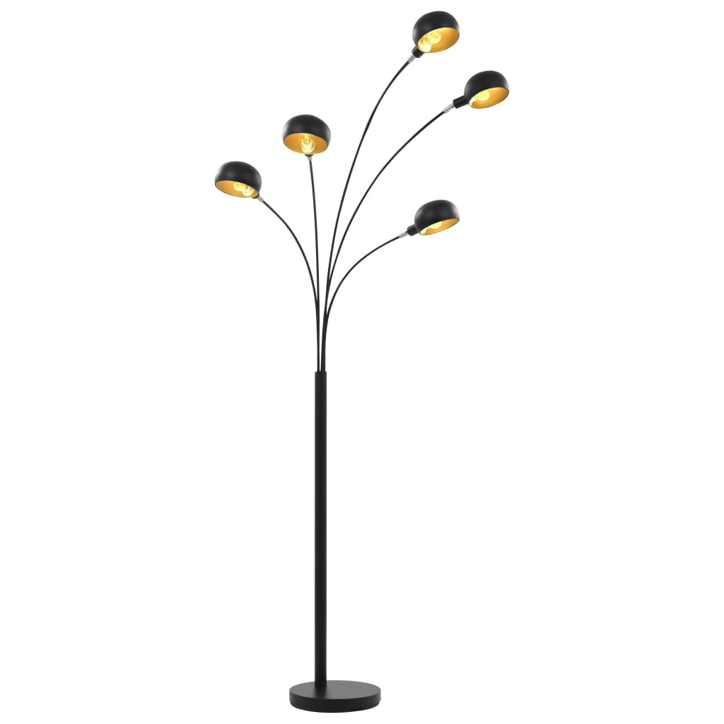 Candeeiro de pé alto 200 cm 5 x e14 preto e dourado