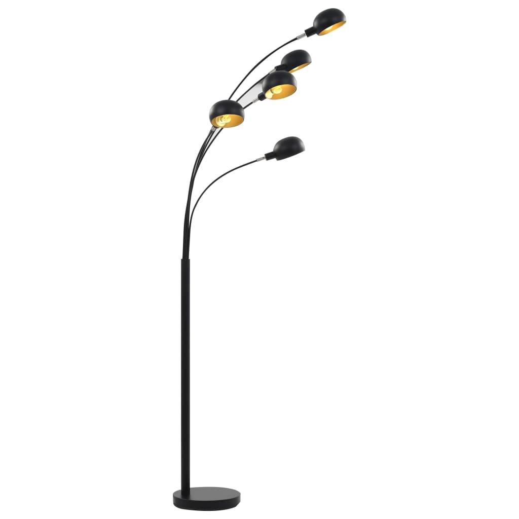 Candeeiro de pé alto 200 cm 5 x e14 preto e dourado