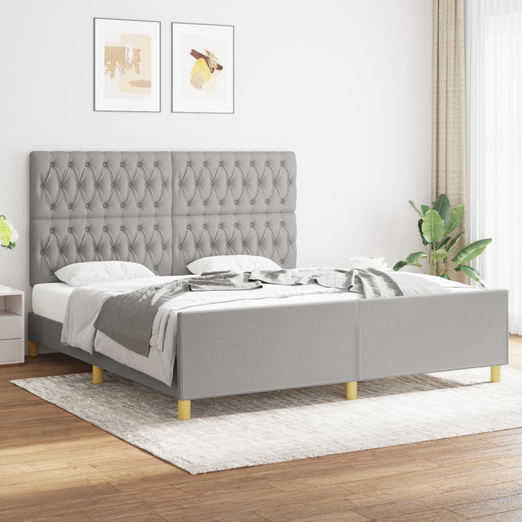 Estrutura de cama sem colchão 180x200 cm tecido cinzento-claro