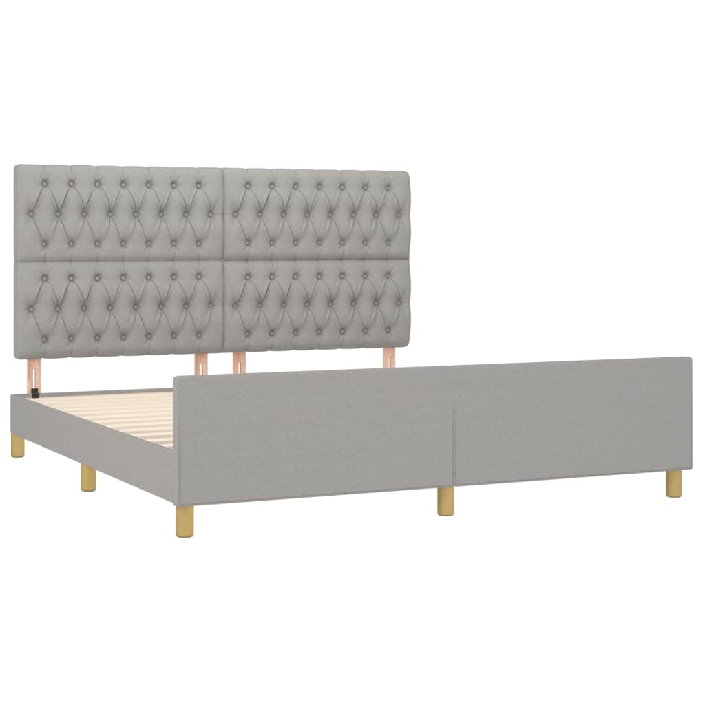 Estrutura de cama sem colchão 180x200 cm tecido cinzento-claro