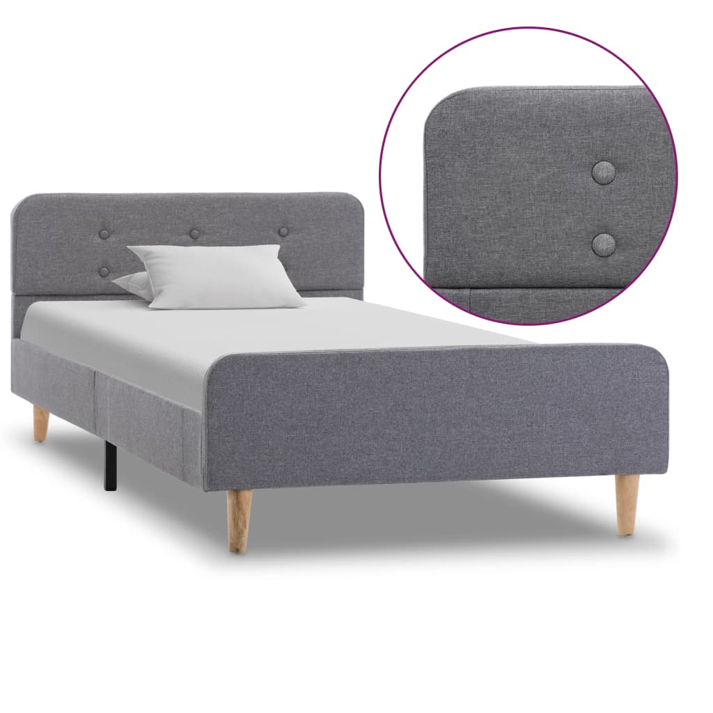 Estrutura de cama em tecido 100x200 cm cinzento-claro