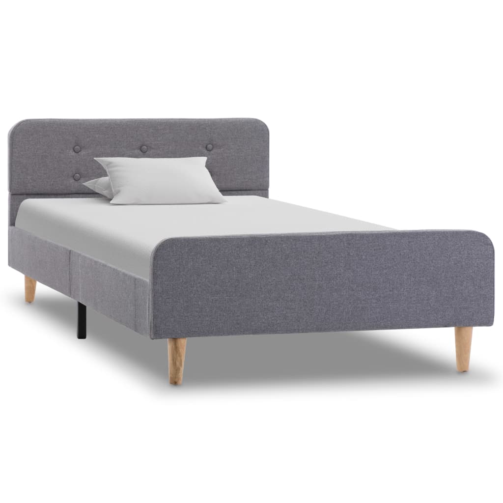 Estrutura de cama em tecido 100x200 cm cinzento-claro