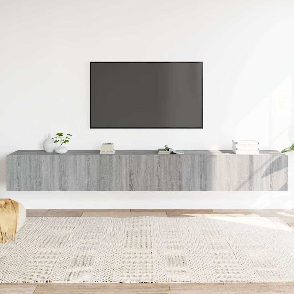 Conjunto móveis de TV 3 pcs madeira processada sonoma cinza