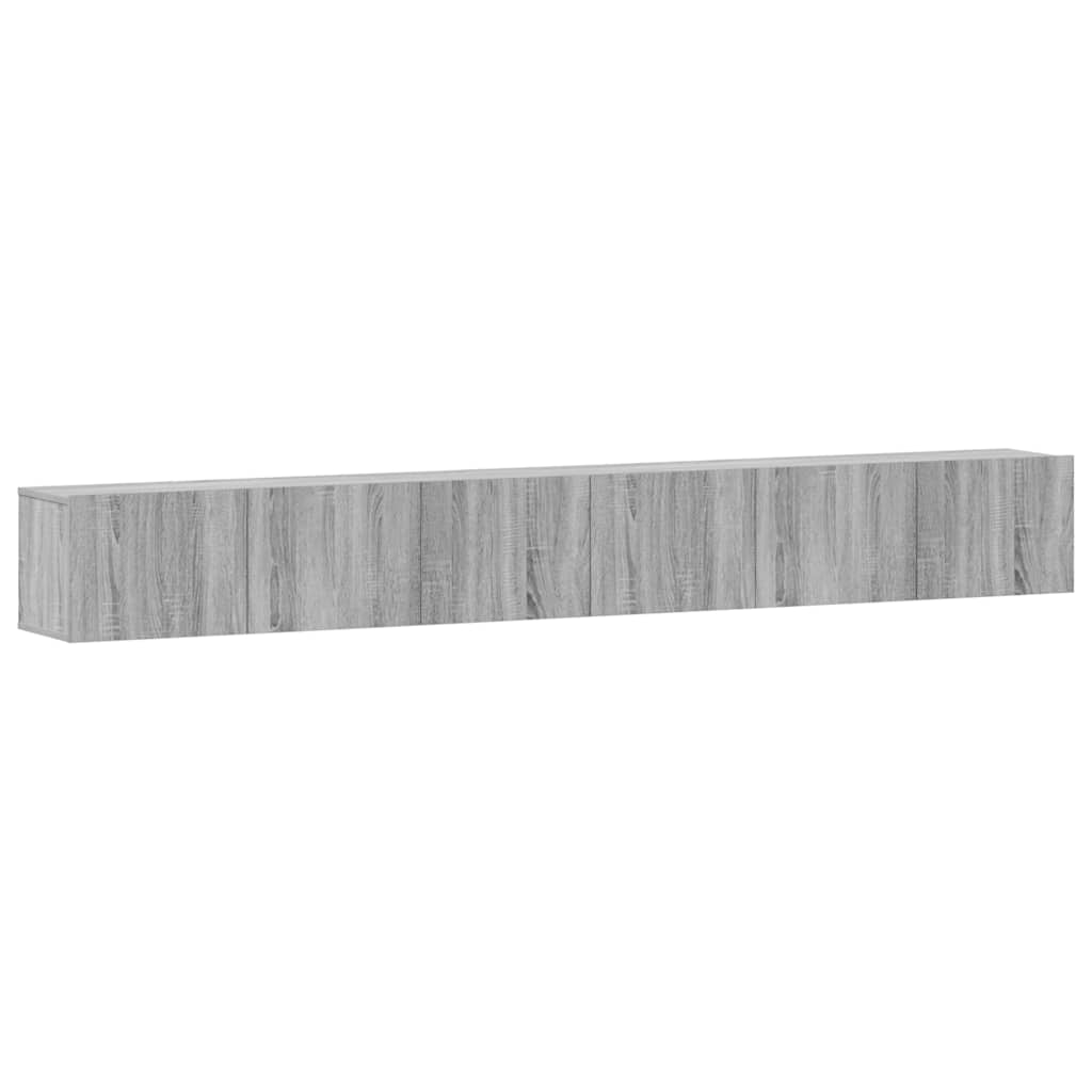 Conjunto móveis de TV 3 pcs madeira processada sonoma cinza