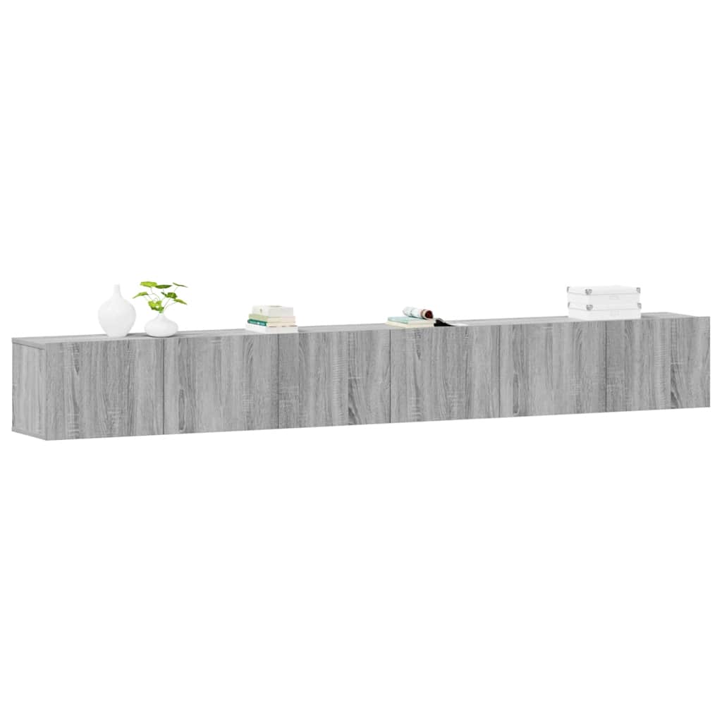 Conjunto móveis de TV 3 pcs madeira processada sonoma cinza