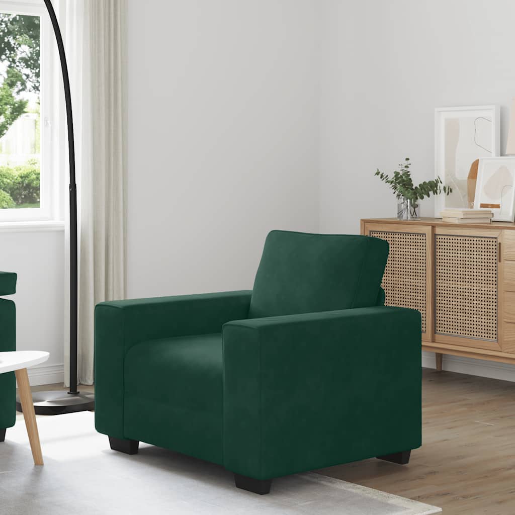 Poltrona 100x77x82 cm veludo verde-escuro