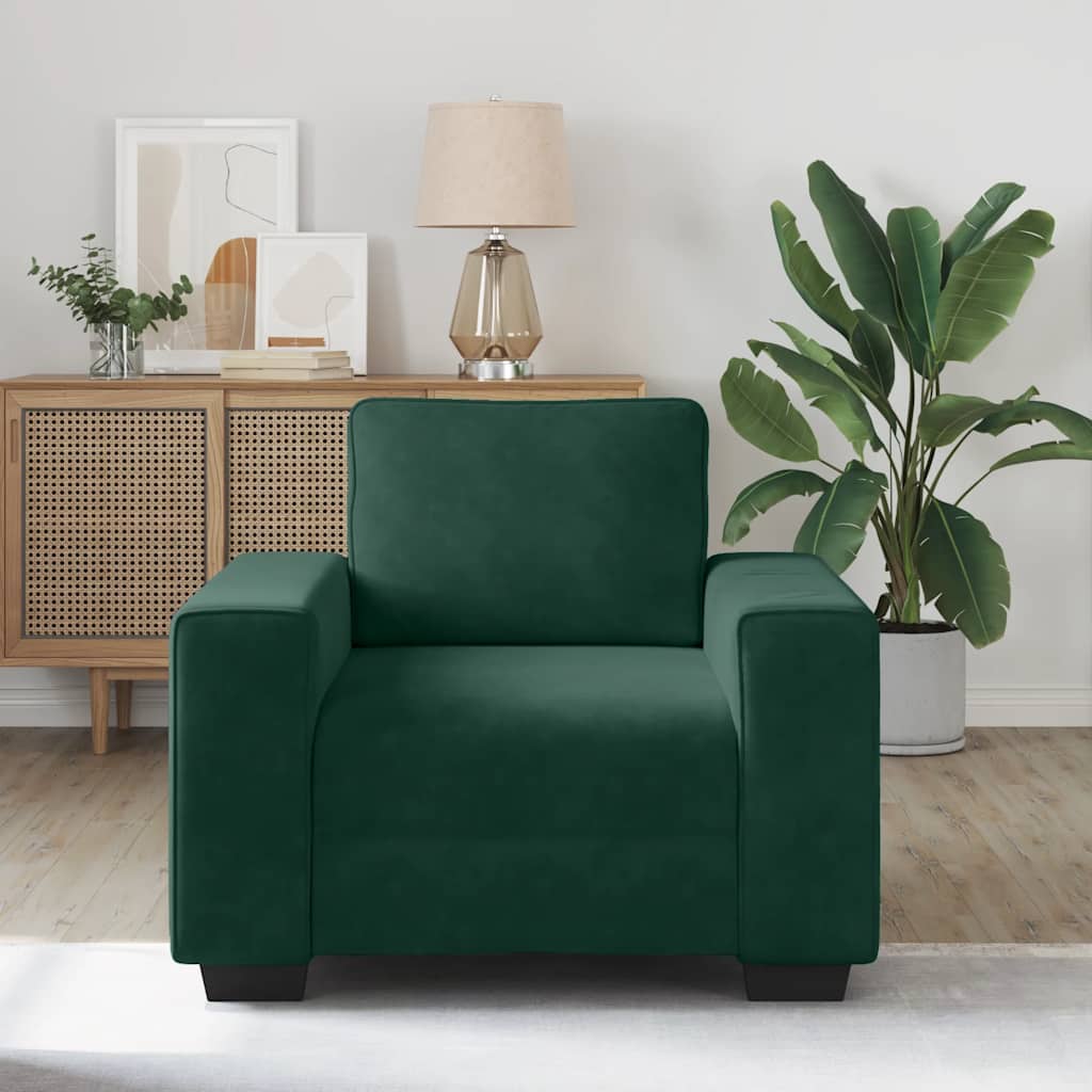 Poltrona 100x77x82 cm veludo verde-escuro