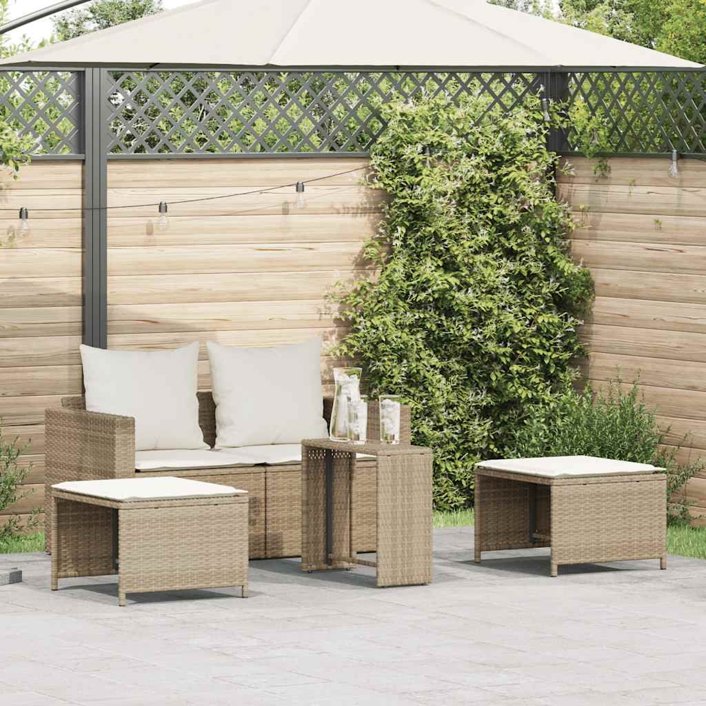 5 Pcs conjunto sofás de jardim c/ almofadões empilhável vime PE