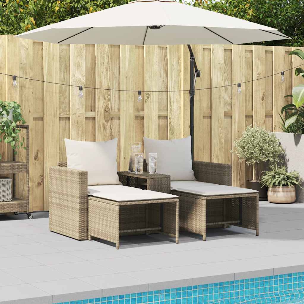 5 Pcs conjunto sofás de jardim c/ almofadões empilhável vime PE
