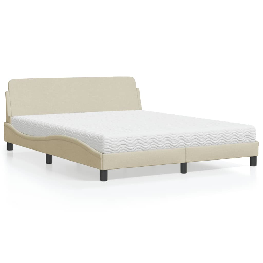 Cama com colchão dover 160x200 cm tecido cor creme