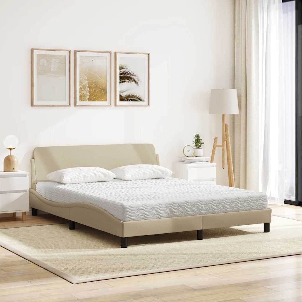 Cama com colchão dover 160x200 cm tecido cor creme