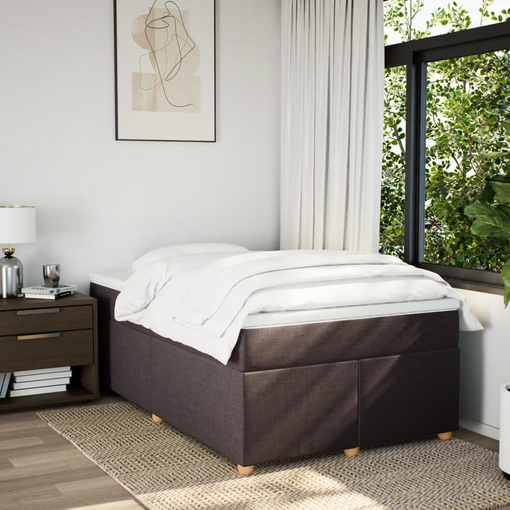 Cama com molas/colchão 120x200 cm tecido castanho-escuro