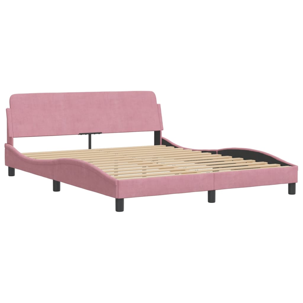 Cama com colchão hanko 160x200 cm veludo rosa