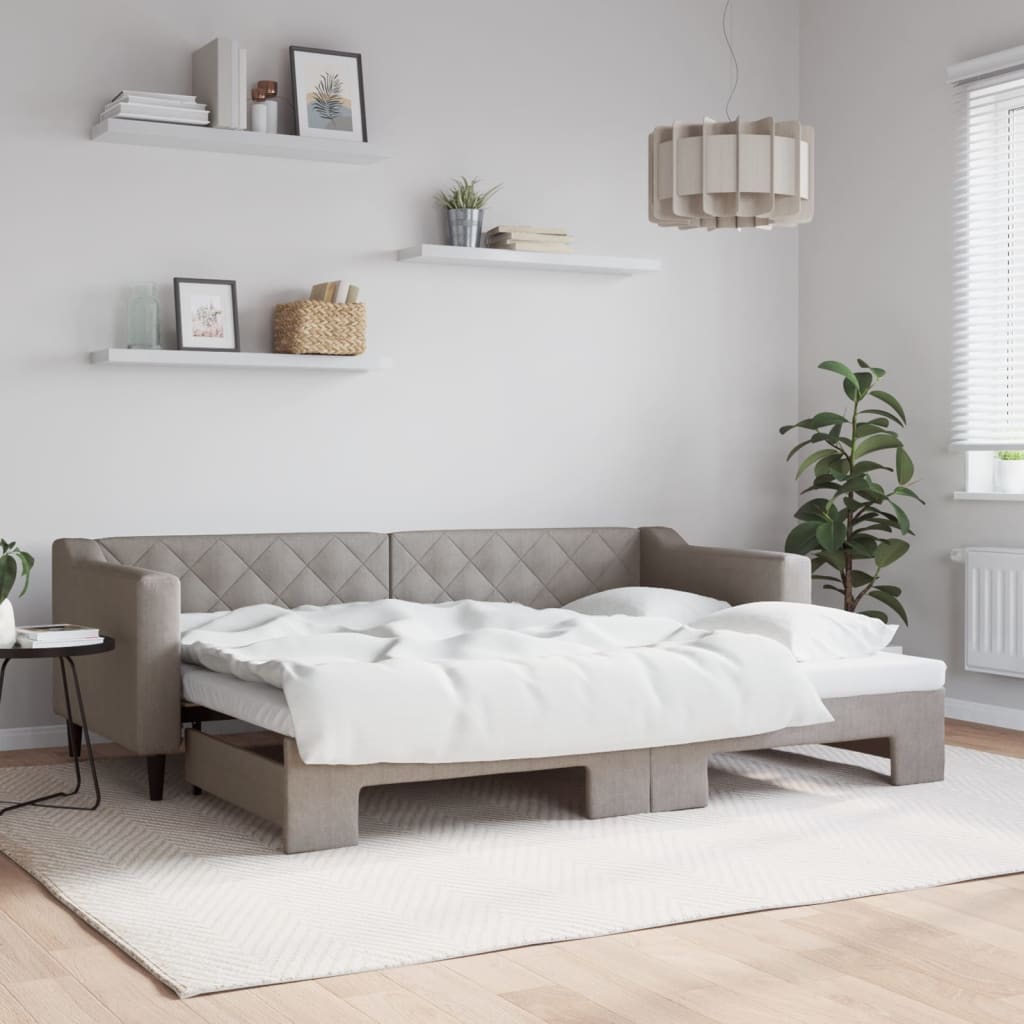 Sofá-cama com gavetão 80x200 cm tecido cinzento-acastanhado