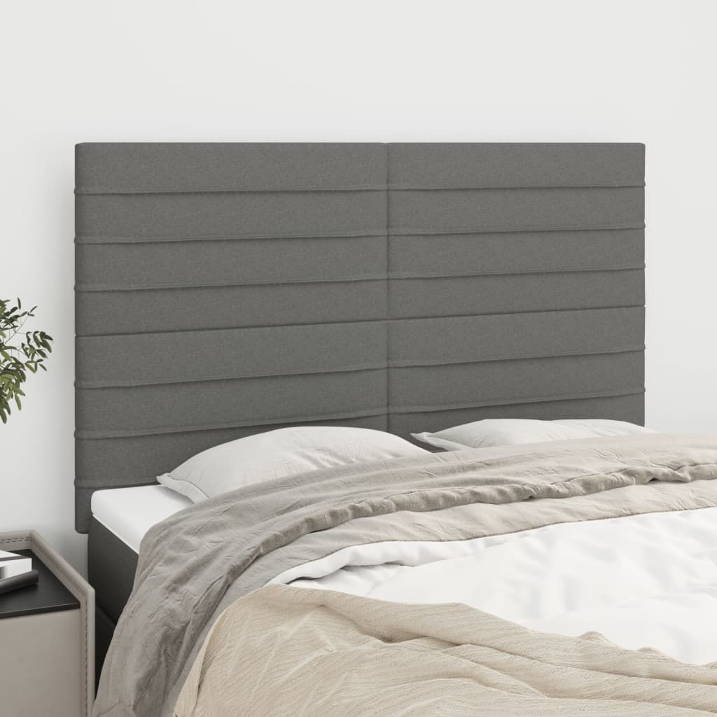 Cabeceira cinza escuro 144x5x118/128 cm tecido