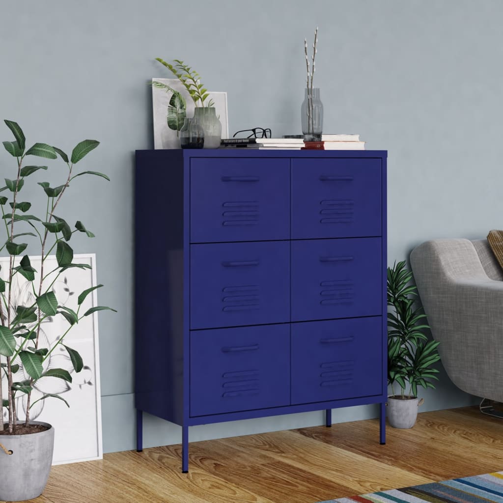 Armário com gavetas aço 80x35x101,5 cm azul-marinho