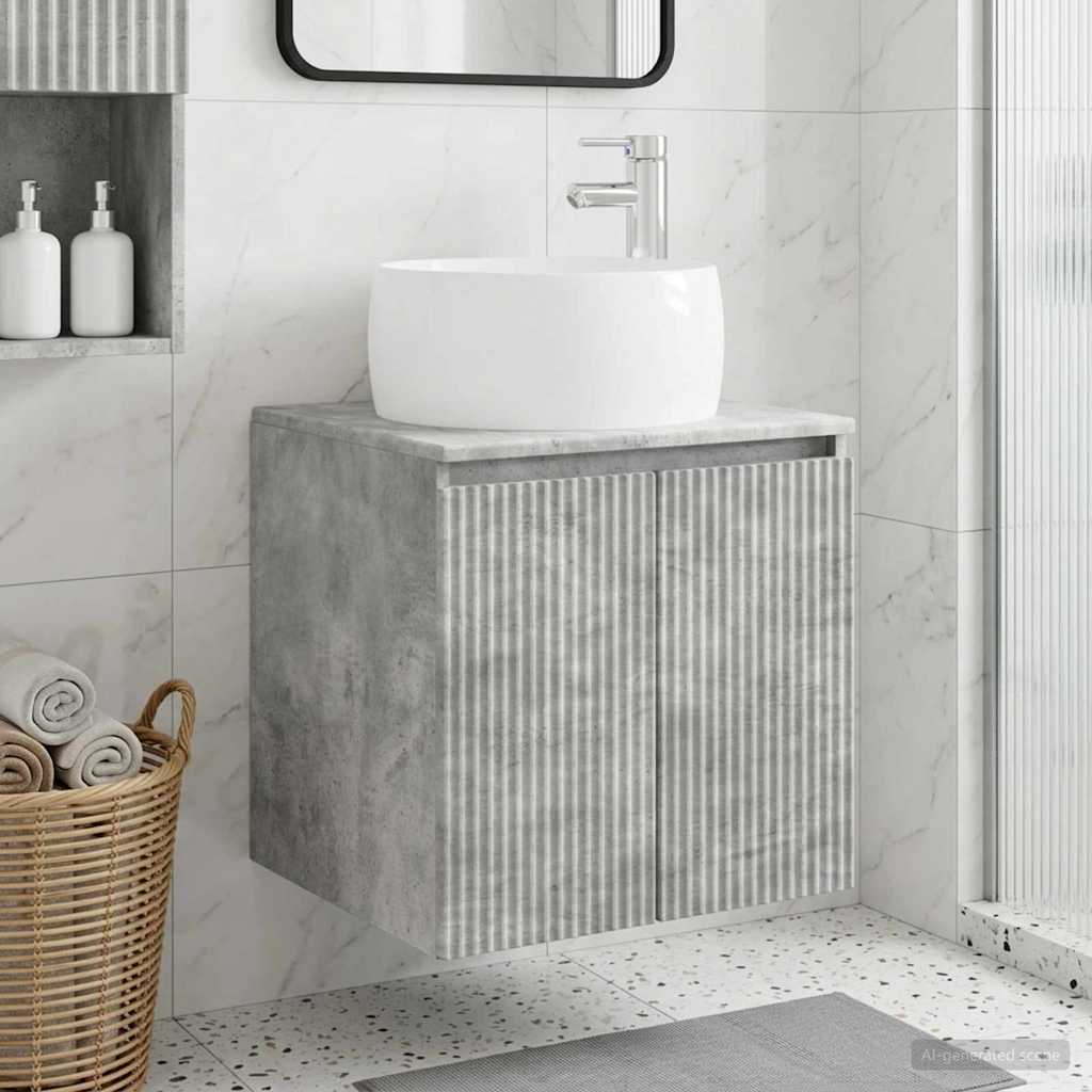 Vaidade com pia suspensa cinzento cimento 49,5 x 44,5 x 66 cm