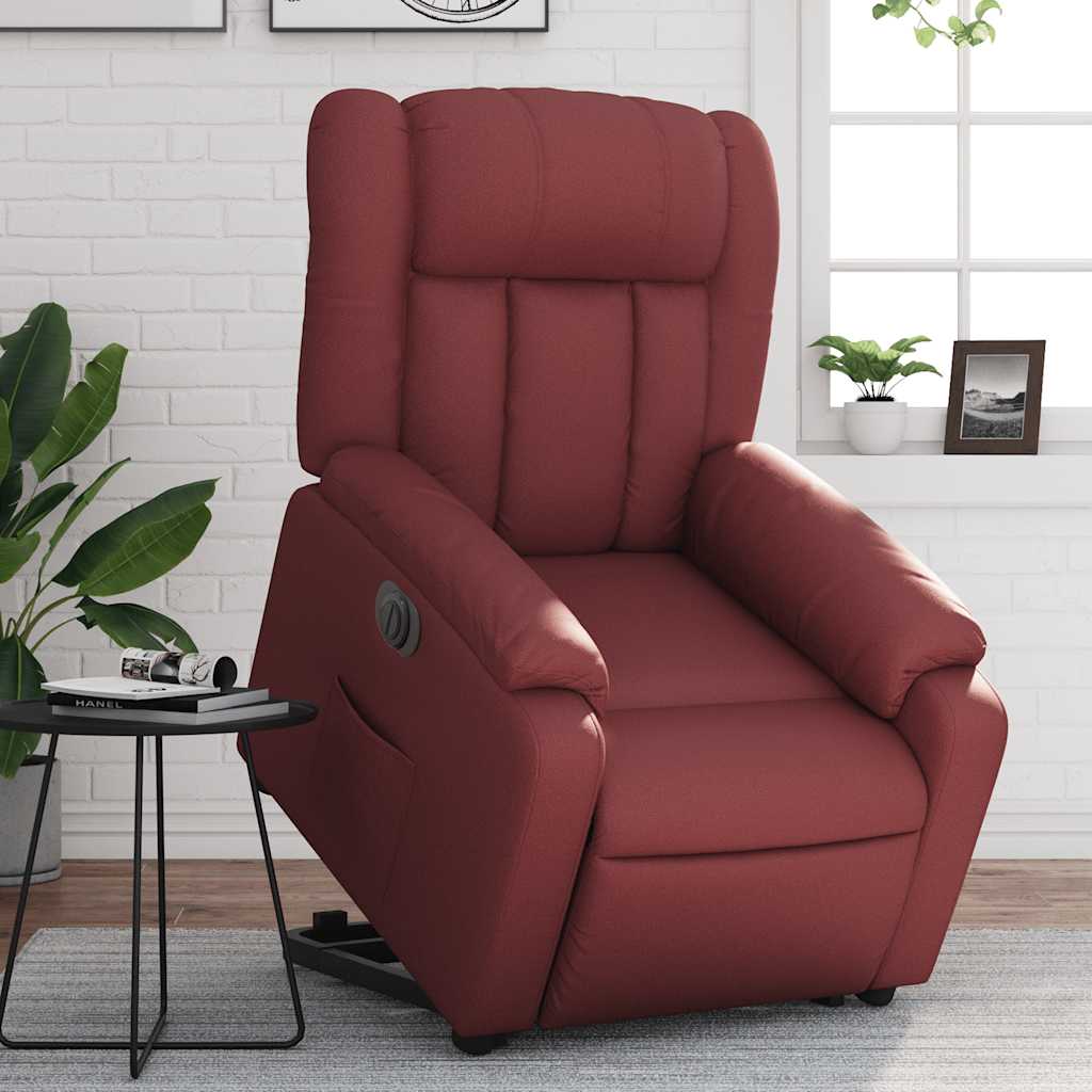 Poltrona reclin. elevatória elétrica couro artif vermelho-tinto