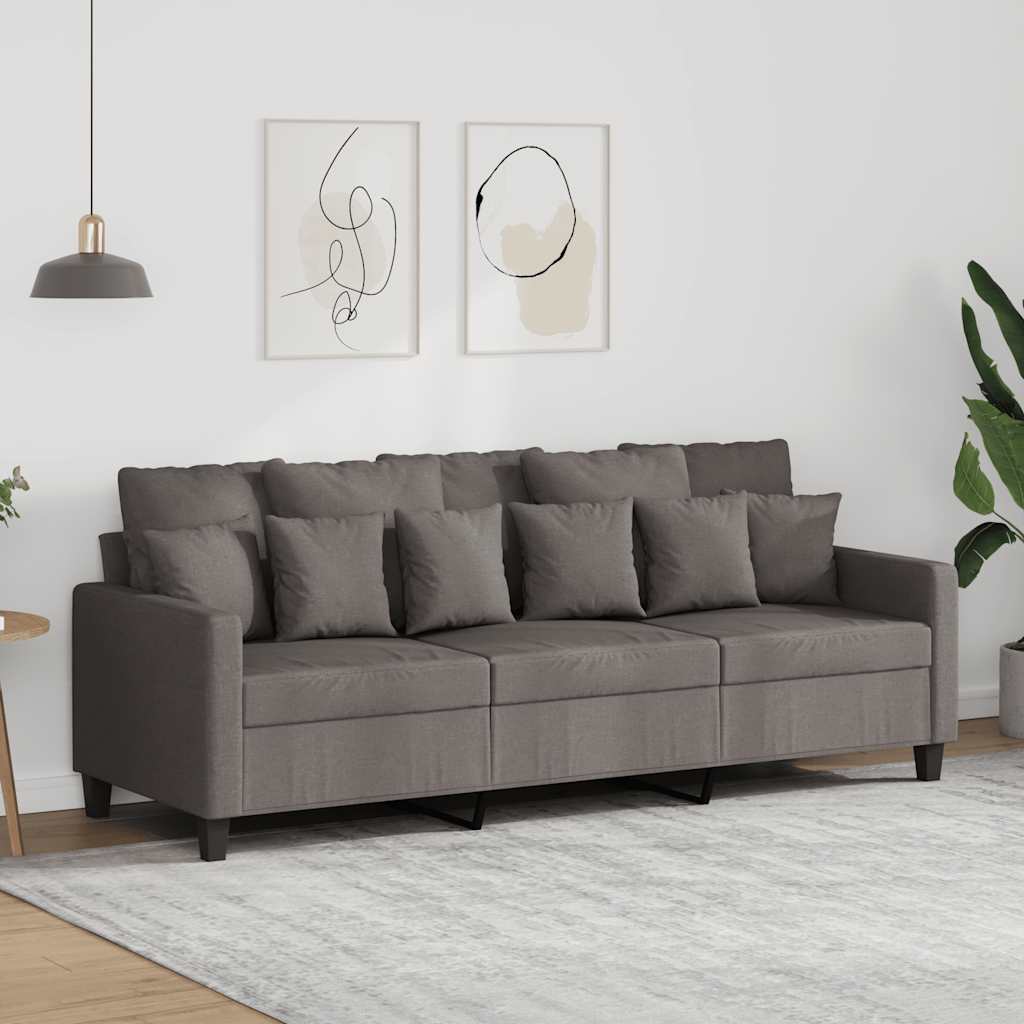 Sofá de 3 lugares tecido 180 cm cinzento-acastanhado