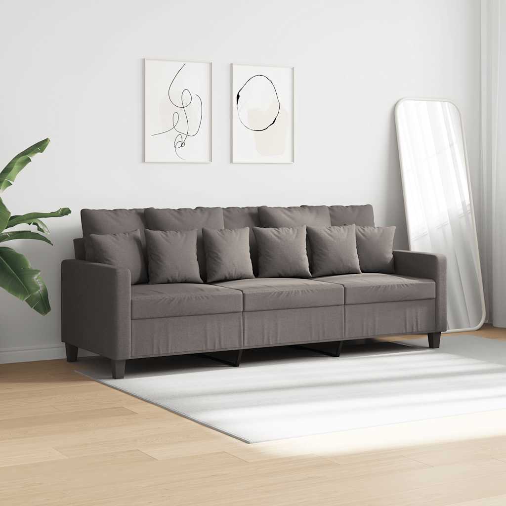 Sofá de 3 lugares tecido 180 cm cinzento-acastanhado