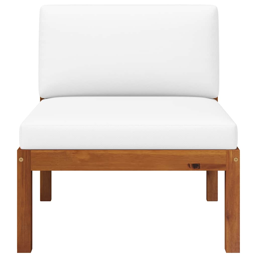 Conjunto de lounge de jardim de 2 peças com almofadas de madeira de acácia e corda