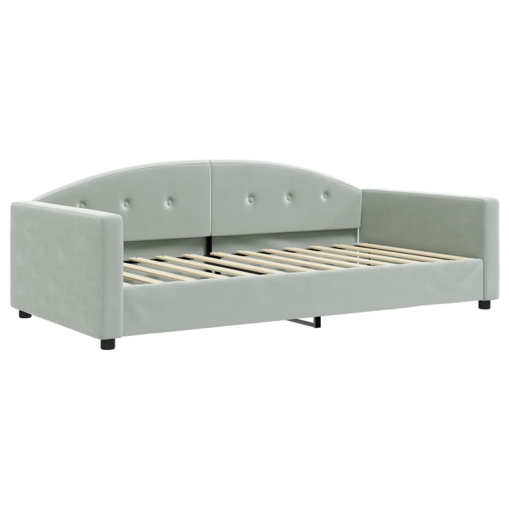 Sofá-cama c/ gavetão e colchões 100x200cm veludo cinzento-claro