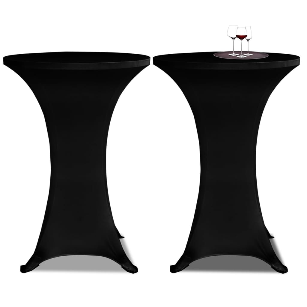 Toalha de mesa elástica ø80, preta / 2 peças