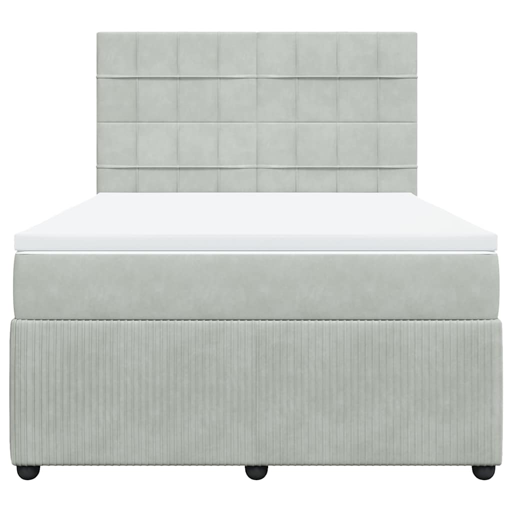 Cama com molas/colchão 140x190 cm veludo cinzento-claro