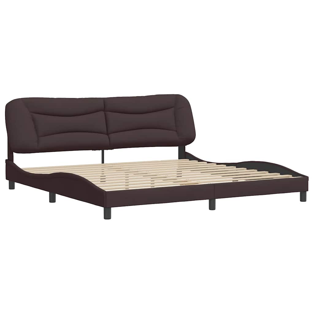 Estrutura de cama sem colchão hvar 200x200 cm tecido castanho-escuro