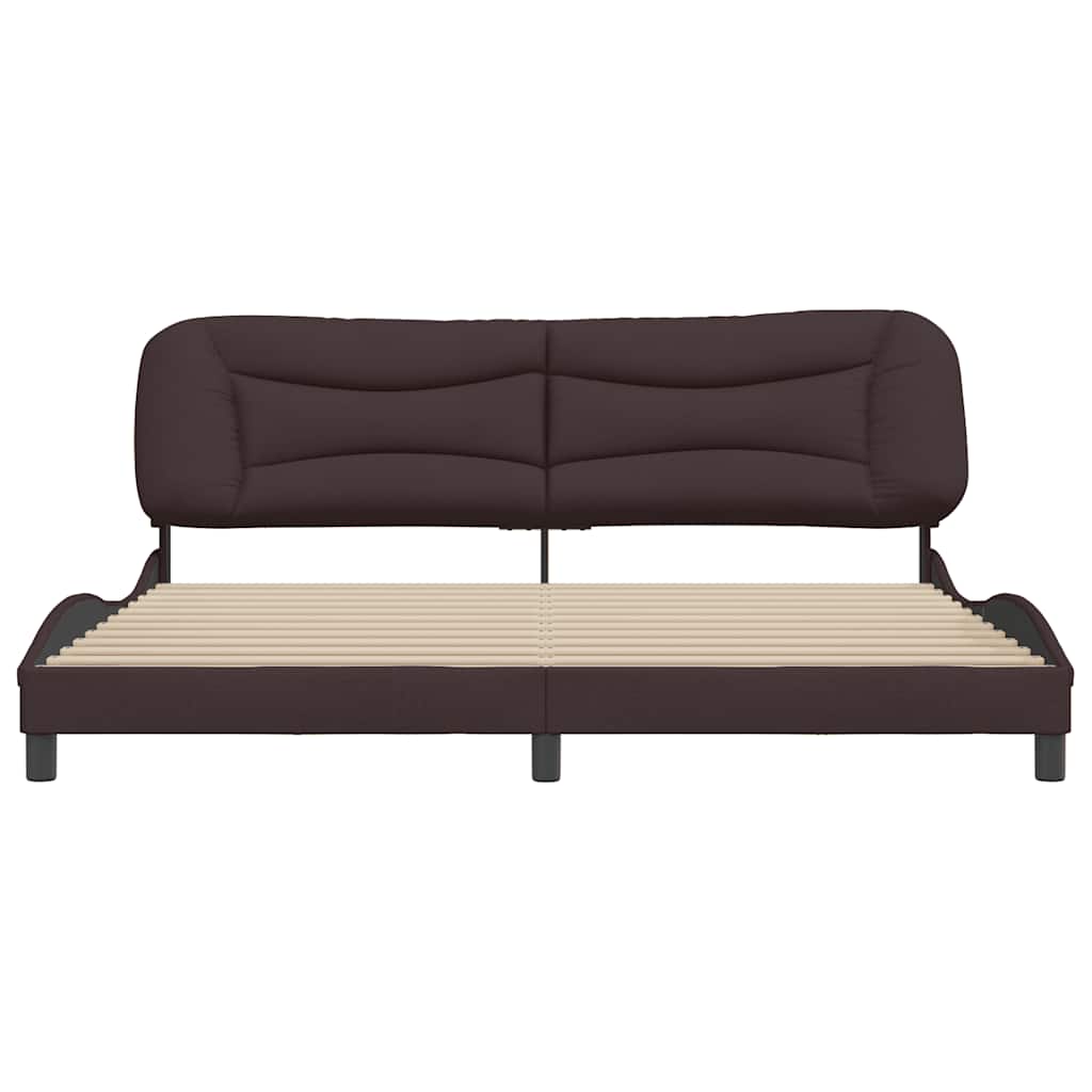 Estrutura de cama sem colchão hvar 200x200 cm tecido castanho-escuro