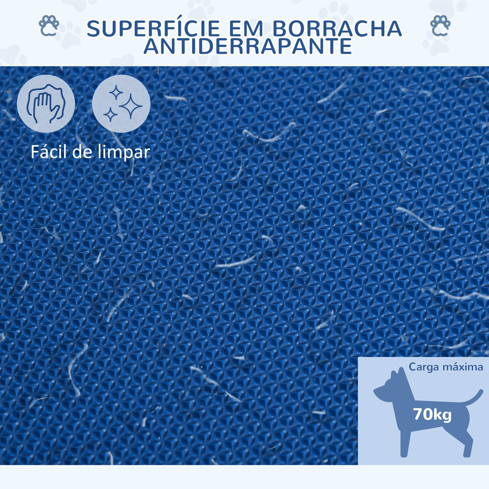 Mesa de tosquia para cães com bancada antiderrapante alça e braço com altura ajustável 72x45x74-81 cm azul