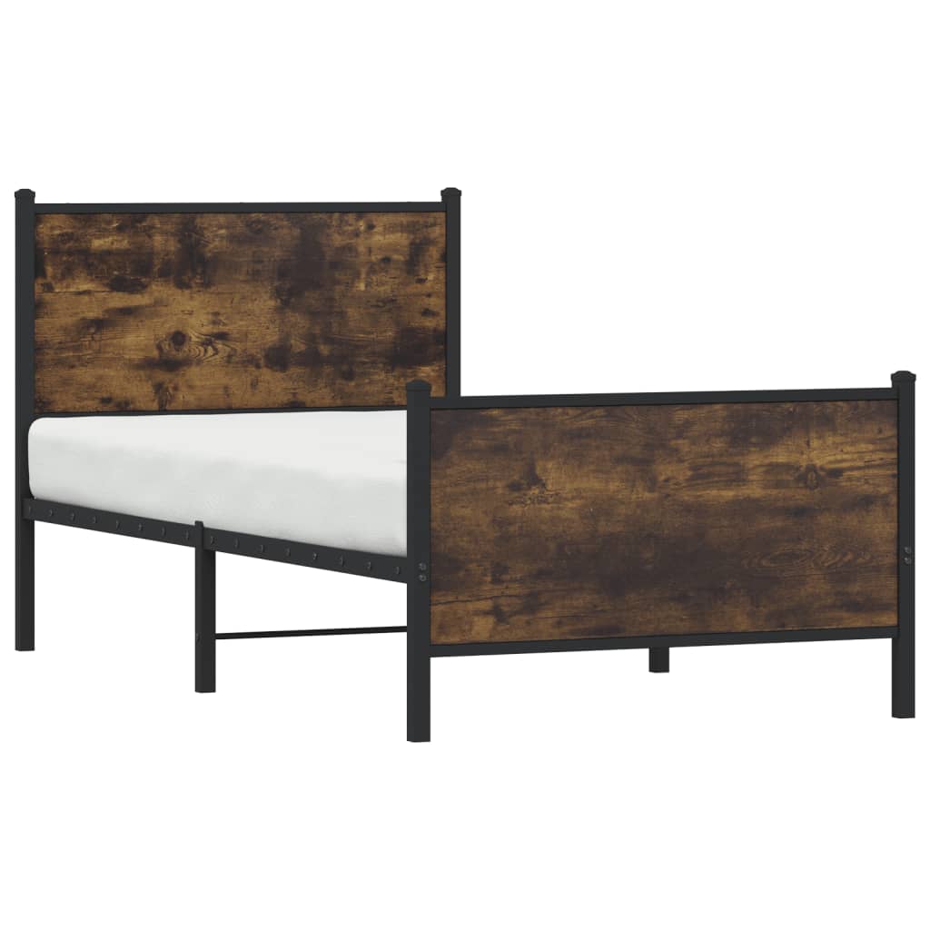 Estrutura de cama sem colchão 90x190 cm metal carvalho fumado