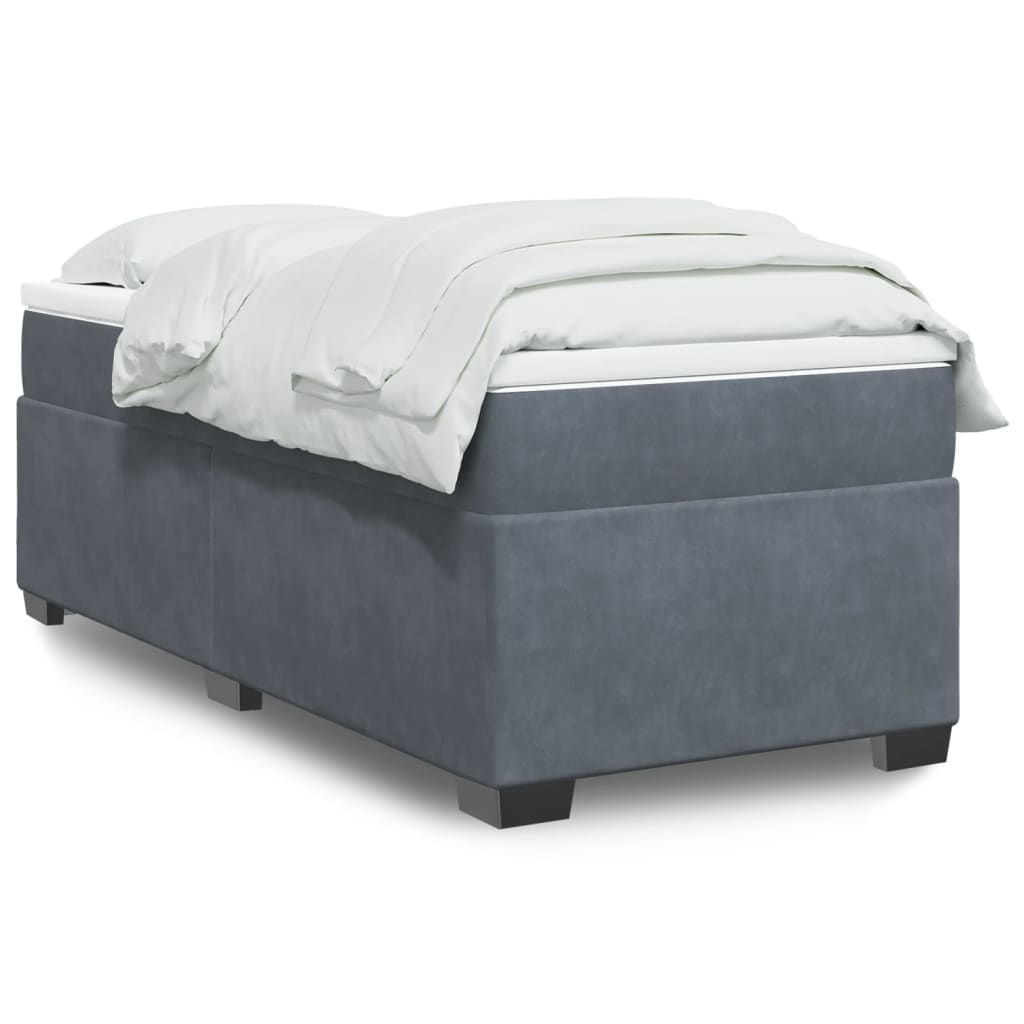 Cama com molas/colchão 90x200 cm veludo cinza-escuro