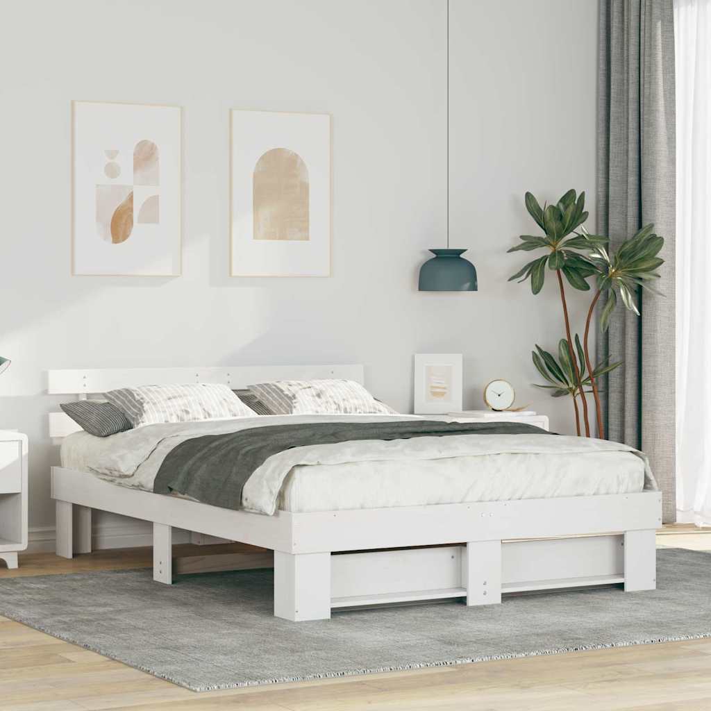 Estrutura da cama com cabeceira branco 150 x 200 cm