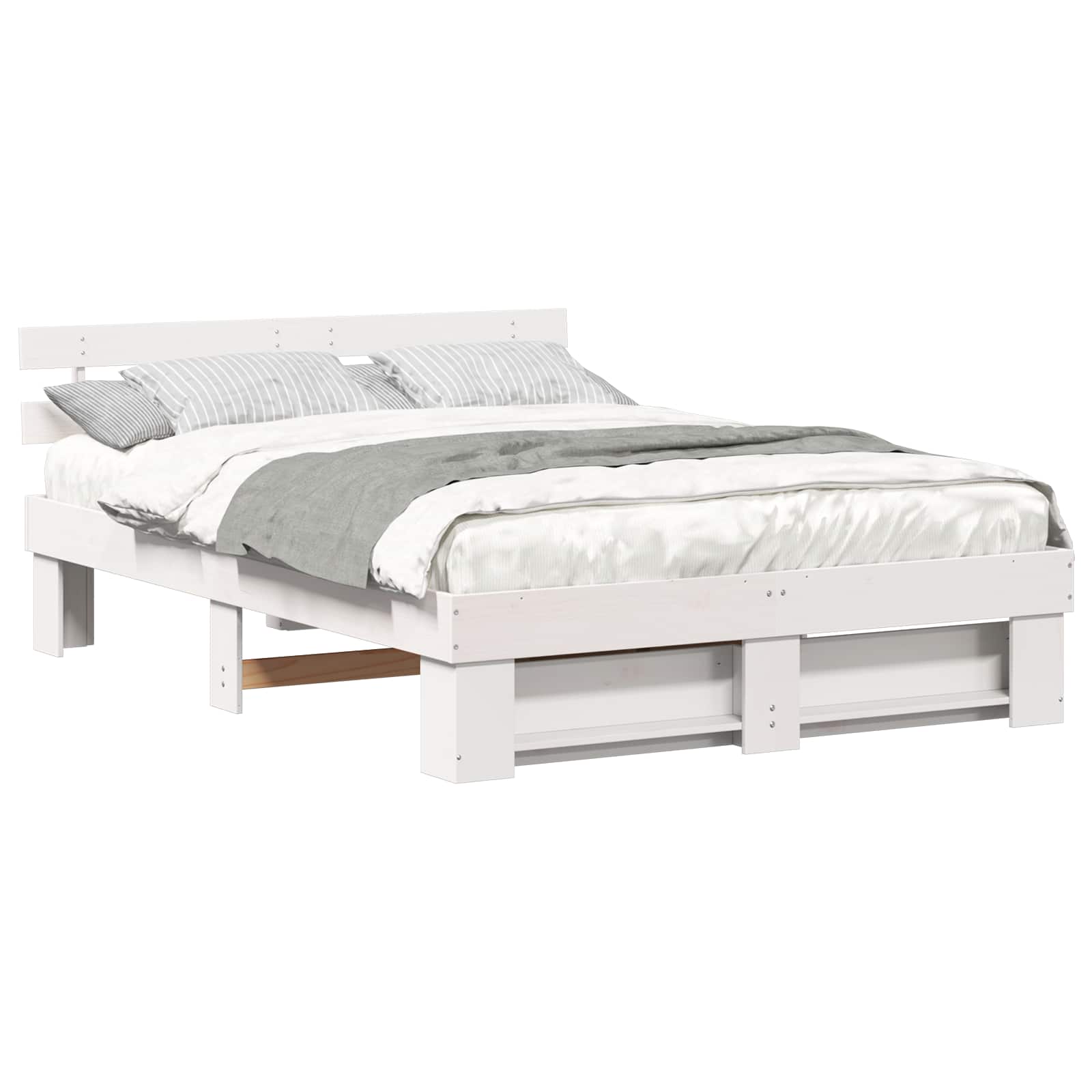 Estrutura da cama com cabeceira branco 150 x 200 cm