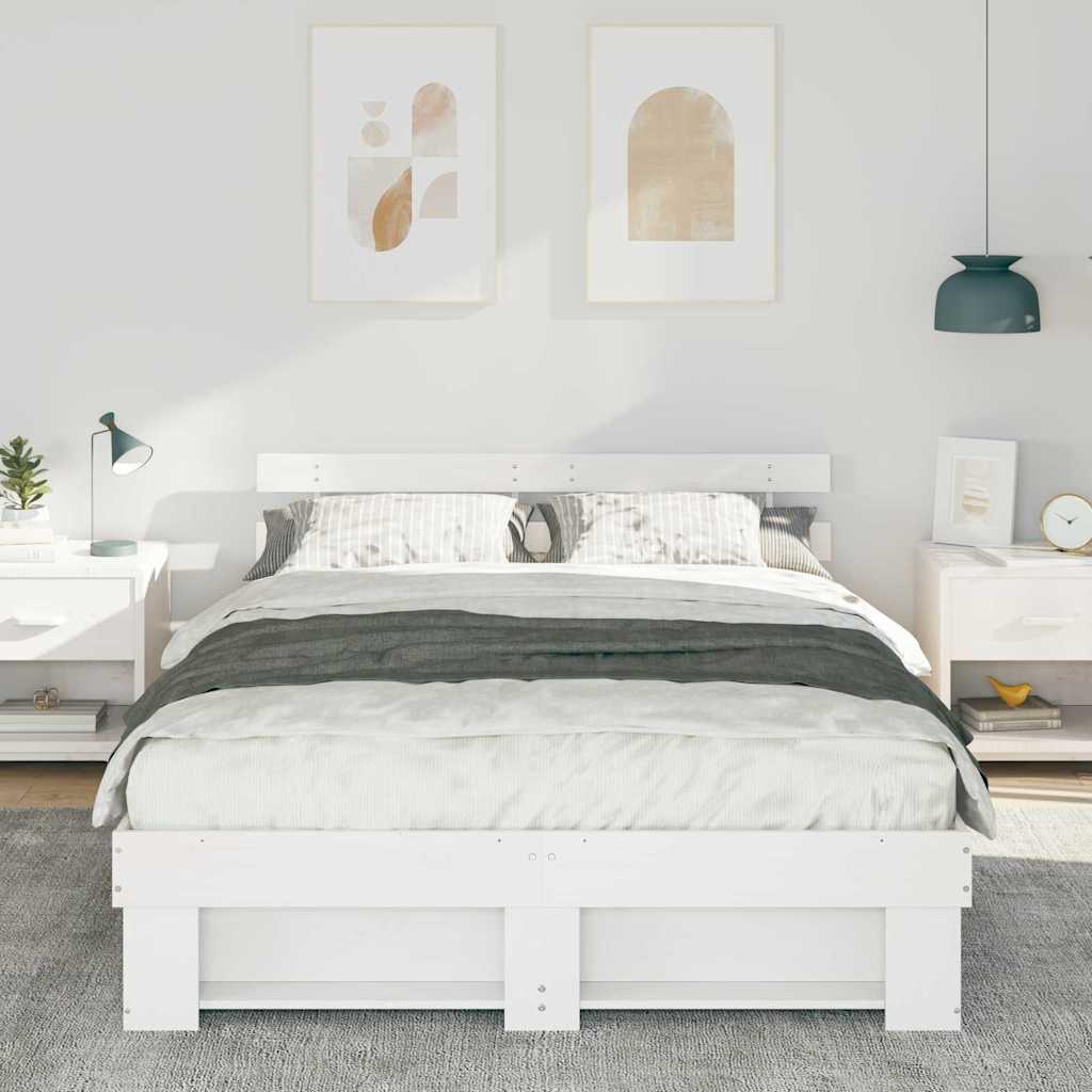 Estrutura da cama com cabeceira branco 150 x 200 cm