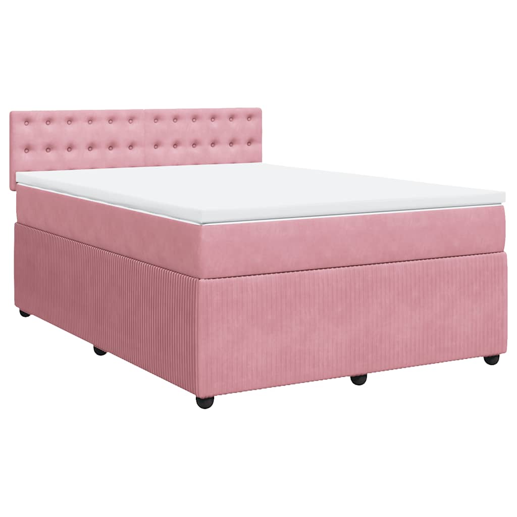 Cama com molas/colchão 140x200 cm veludo rosa