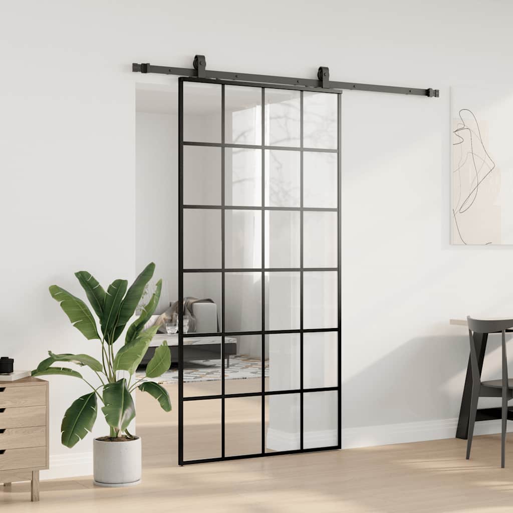 Porta deslizante c/ conj ferragens 102x205cm vidro esg preto