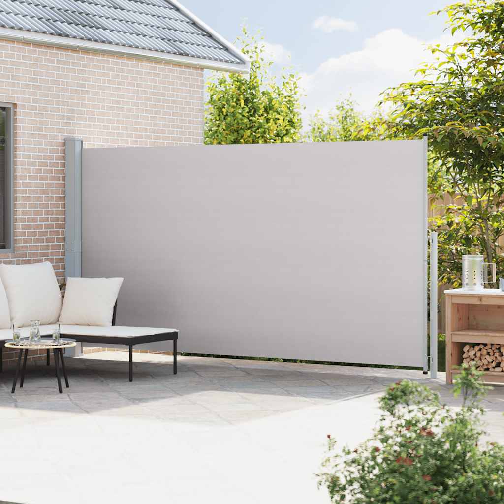Toldo lateral retrátil para pátio 200x500 cm cinzento