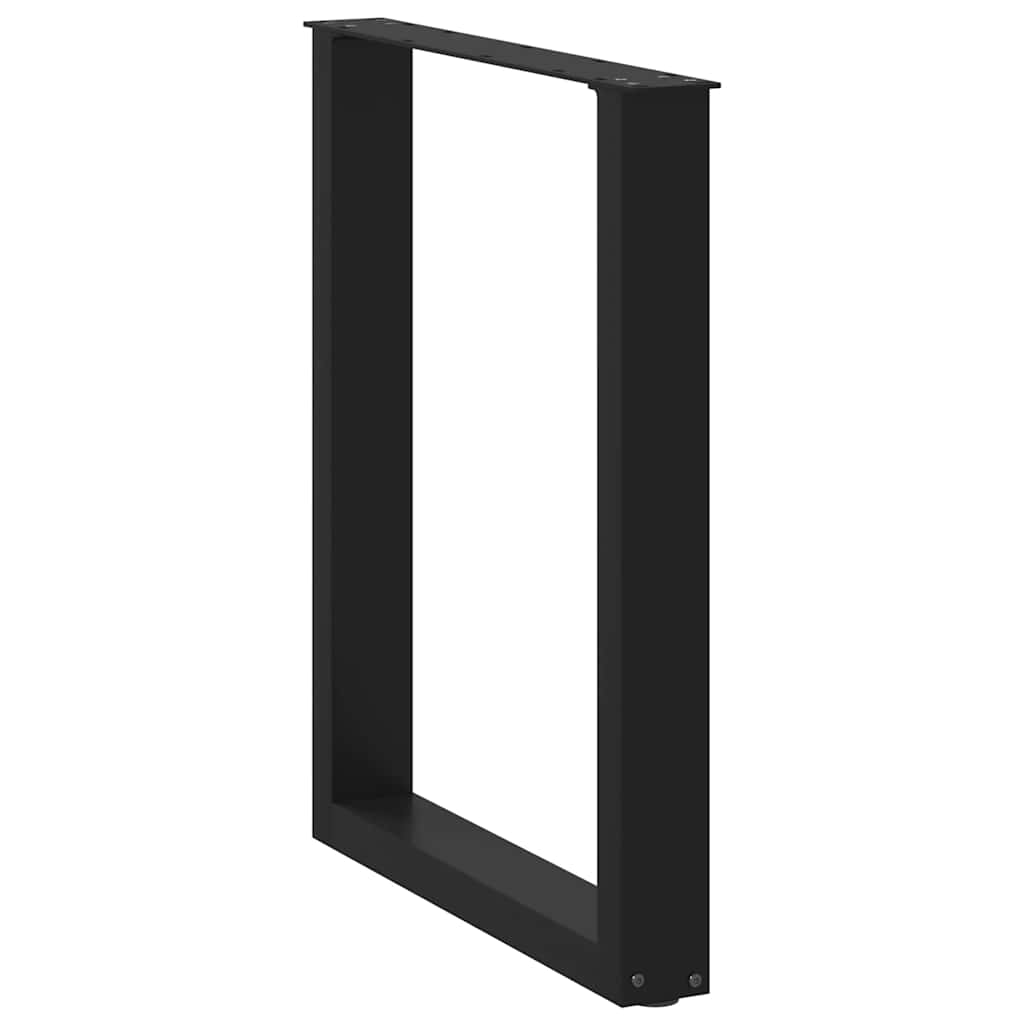 Pés para mesa de jantar em formato de u, 3 peças, preto, 70x(72-73) cm, aço