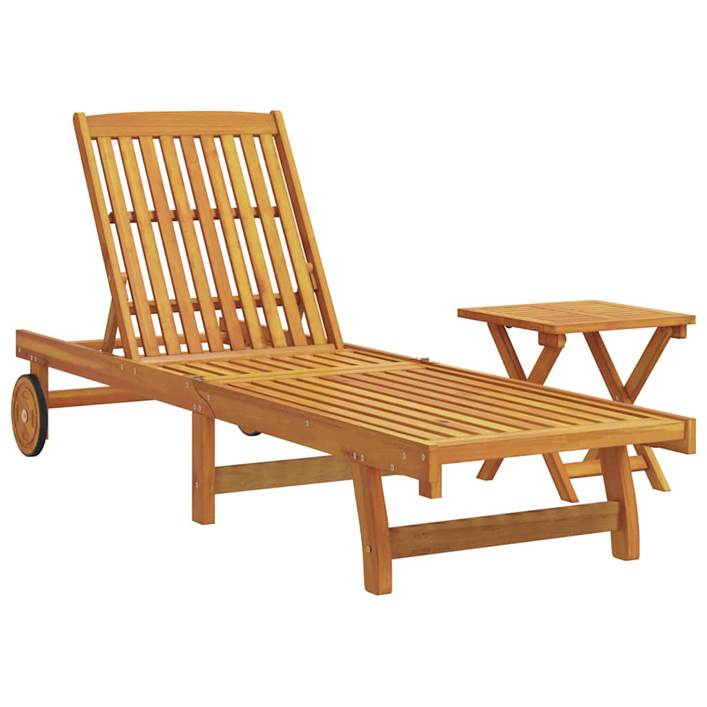 Espreguiçadeira com mesa madeira de acácia maciça