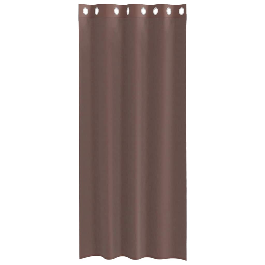 Cortinas de voile com ilhós 2 pcs castanho 140x225 cm